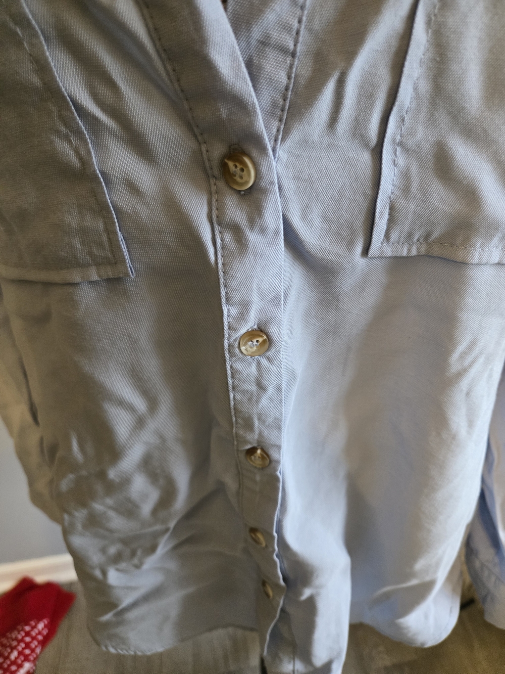 Light Blue Men’s Utility Button-Up Shirt Jacket - Picture 3 of 5